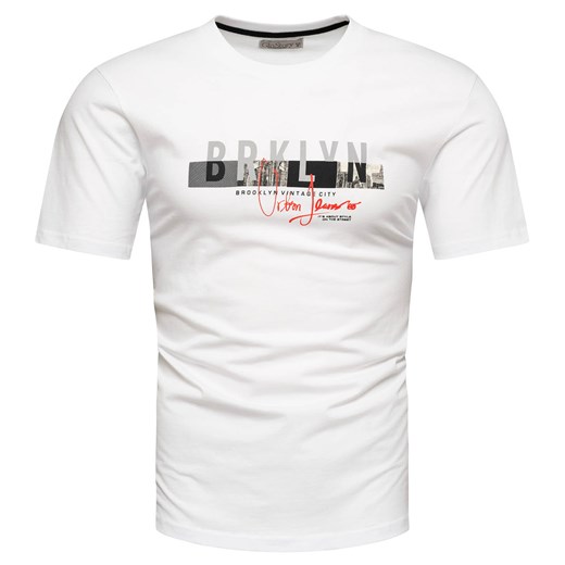 Koszulka bawełniana męska t-shirt z printem biały Recea ze sklepu Recea.pl w kategorii T-shirty męskie - zdjęcie 186195914