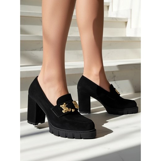Katherine Elegante Czarne Szpilki Zamszowe ze sklepu royalfashion.pl w kategorii Mokasyny damskie - zdjęcie 186195950