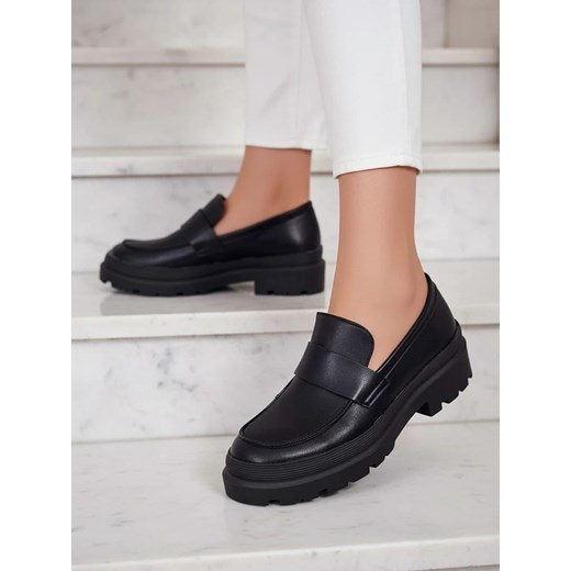 Elegante Nero – Damskie Buty z Ekoskóry ze sklepu royalfashion.pl w kategorii Mokasyny damskie - zdjęcie 186195961
