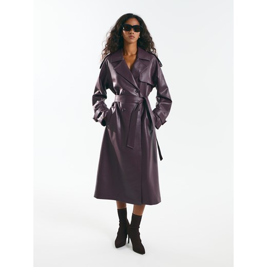 Mohito - Dwurzędowy płaszcz z wiązaniem - mahoń ze sklepu Mohito w kategorii Płaszcze damskie - zdjęcie 186196204