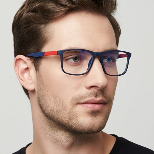 Męskie okulary zerówki do komputera BLUE LIGHT z flexami 25133C granat/czerwień - id: 285 - marki Stylion - 186196503 Męskie okulary zerówki do komputera BLUE LIGHT z flexami 25133C granat/czerwień ze sklepu Stylion w kategorii Okulary zerówki męskie - zdjęcie 186196503
