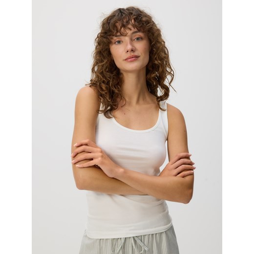 Reserved - Top na ramiączkach 2 pack - złamana biel ze sklepu Reserved w kategorii Bluzki damskie - zdjęcie 186197120