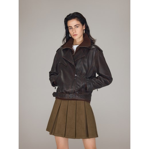 Reserved - Spódnica mini z zakładkami - oliwkowy ze sklepu Reserved w kategorii Spódnice - zdjęcie 186197300