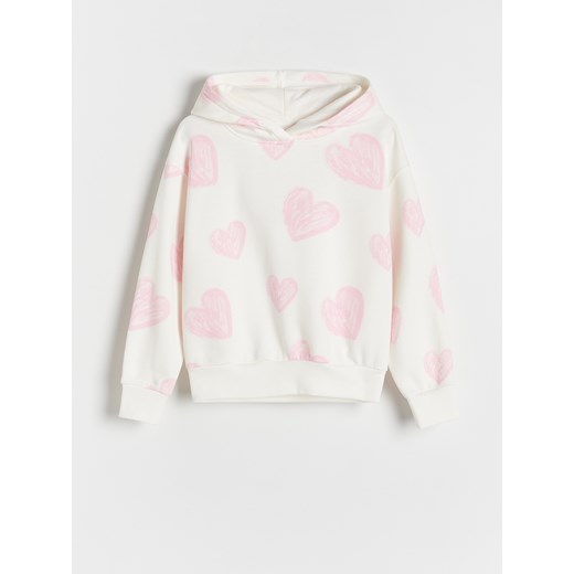Reserved - Bluza w serca - złamana biel Reserved 134/140 (8-9 lat) okazja Reserved
