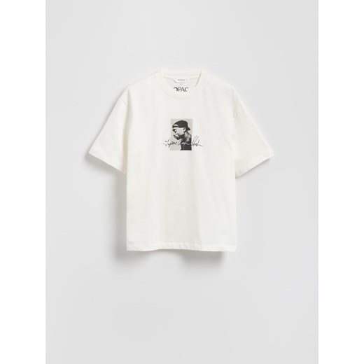 Reserved - T-shirt 2Pac - złamana biel ze sklepu Reserved w kategorii T-shirty męskie - zdjęcie 186198173