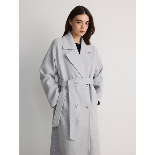 Reserved - Dwurzędowy płaszcz oversize - ciemnoszary ze sklepu Reserved w kategorii Płaszcze damskie - zdjęcie 186198234