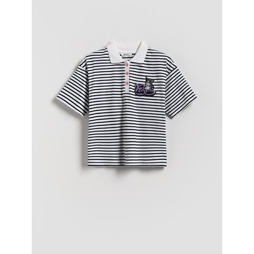Reserved - T-shirt polo w paski Kuromi - wielobarwny ze sklepu Reserved w kategorii Bluzki dziewczęce - zdjęcie 186198342
