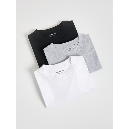 Reserved - Bawełniany longsleeve 3 pack - biały ze sklepu Reserved w kategorii T-shirty chłopięce - zdjęcie 186198461