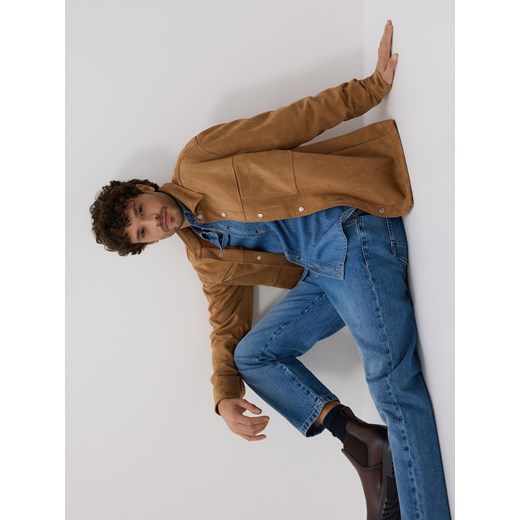 Reserved - Koszula comfort z imitacji zamszu - brązowy ze sklepu Reserved w kategorii Koszule męskie - zdjęcie 186198772