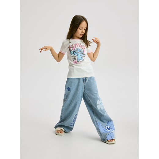 Reserved - T-shirt Lilo i Stitch - złamana biel Reserved 134/140 (8-9 lat) okazyjna cena Reserved