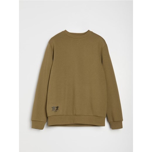 Sinsay - Bluza crewneck z napisem - khaki Sinsay XL Sinsay