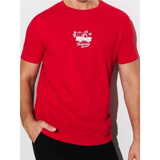 Sinsay - Bawełniana koszulka z nadrukiem świątecznym - czerwony ze sklepu Sinsay w kategorii T-shirty męskie - zdjęcie 186199722