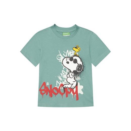 United Colors Of Benetton T-Shirt 3X1SG10JW Zielony Regular Fit ze sklepu MODIVO w kategorii Bluzki dziewczęce - zdjęcie 186200563