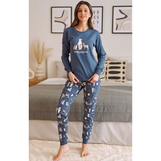 Doctor Nap granatowa piżama z nadrukiem w zwierzątka PM.4340, Kolor granatowy, Rozmiar 2XL, Doctor Nap ze sklepu Intymna w kategorii Piżamy damskie - zdjęcie 186204073