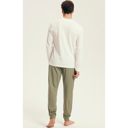 Henderson bawełniana piżama męska kremowo-oliwkowa Local 43464, Kolor kremowo-oliwkowy, Rozmiar M, Henderson ze sklepu Intymna w kategorii Piżamy męskie - zdjęcie 186204122