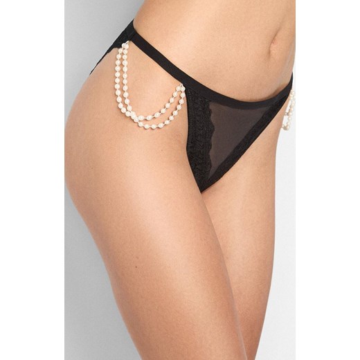 Marilyn figi damskie z perłami Pearls of Desire, Kolor czarny, Rozmiar L, Marilyn ze sklepu Intymna w kategorii Majtki damskie - zdjęcie 186204521