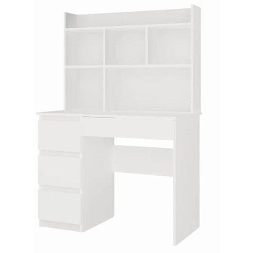 Białe lewostronne biurko z nadstawką L9-B72 ze sklepu Edinos.pl w kategorii Biurka i sekretarzyki - zdjęcie 186204834