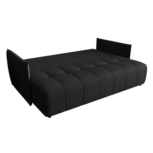 Czarna welurowa sztruksowa sofa rozkładana T8-L10 Elior Edinos.pl