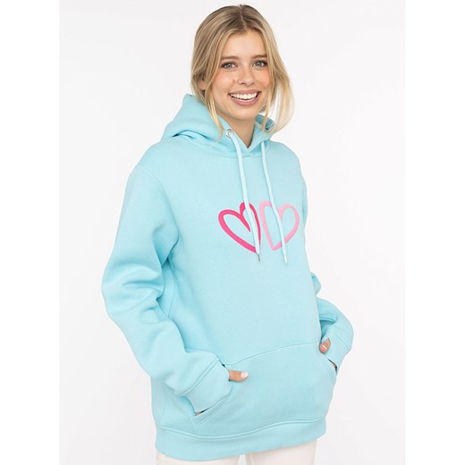 Zwillingsherz Bluza &quot;Big Hearts&quot; w kolorze turkusowym ze sklepu Limango Polska w kategorii Bluzy damskie - zdjęcie 186205733
