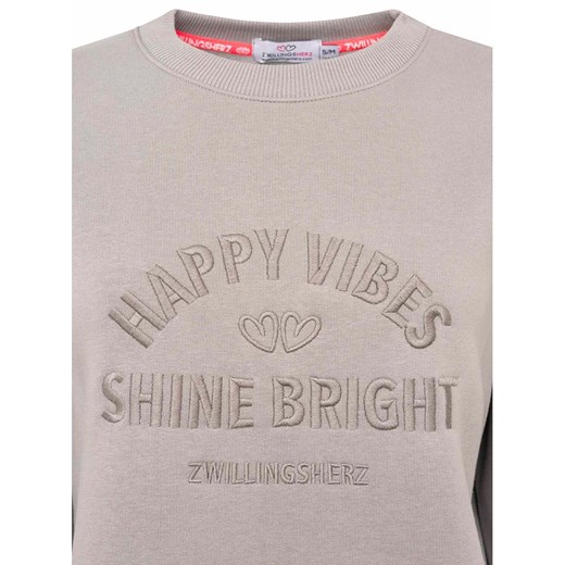 Zwillingsherz Bluza "Happy Vibes" w kolorze szarym Zwillingsherz L/XL okazja Limango Polska