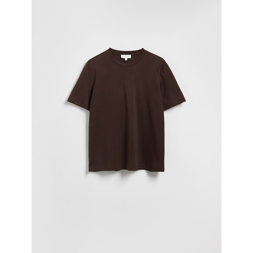 Reserved - T-shirt regular z interlokowym splotem - brązowy ze sklepu Reserved w kategorii T-shirty męskie - zdjęcie 186207112
