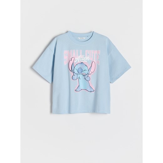 Reserved - Bawełniany t-shirt Lilo i Stitch - jasnoniebieski ze sklepu Reserved w kategorii Bluzki dziewczęce - zdjęcie 186207562