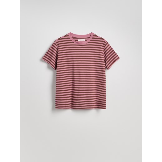 Reserved - Bawełniany t-shirt regular - jasnofioletowy Reserved L Reserved