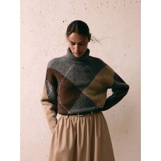 Reserved - Sweter z golfem - wielobarwny Reserved M Reserved