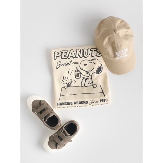 Reserved - Bawełniany t-shirt Snoopy - kremowy ze sklepu Reserved w kategorii T-shirty chłopięce - zdjęcie 186208483