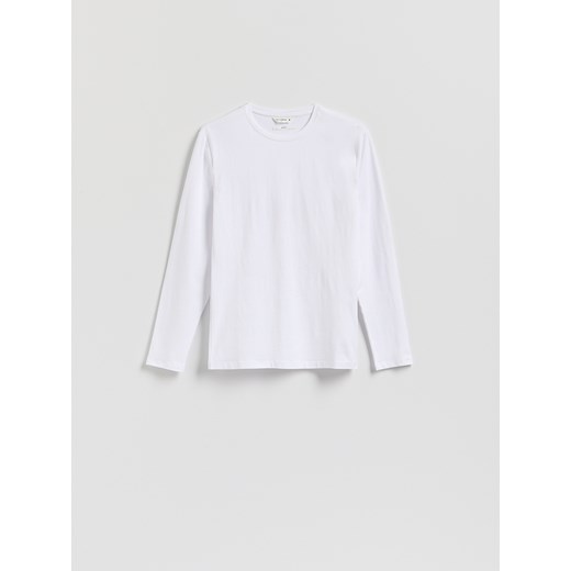 Reserved - Bawełniana koszulka z długim rękawem - biały ze sklepu Reserved w kategorii T-shirty męskie - zdjęcie 186208684