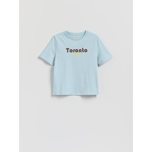 Reserved - T-shirt z nadrukiem - jasnoturkusowy ze sklepu Reserved w kategorii Bluzki damskie - zdjęcie 186208923
