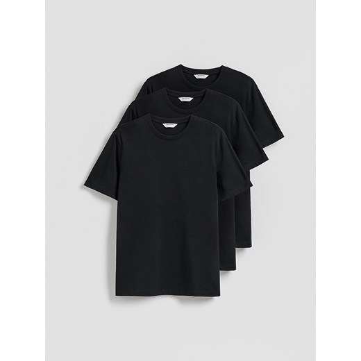 Reserved - T-shirt regular 3 pack - czarny ze sklepu Reserved w kategorii T-shirty męskie - zdjęcie 186208930