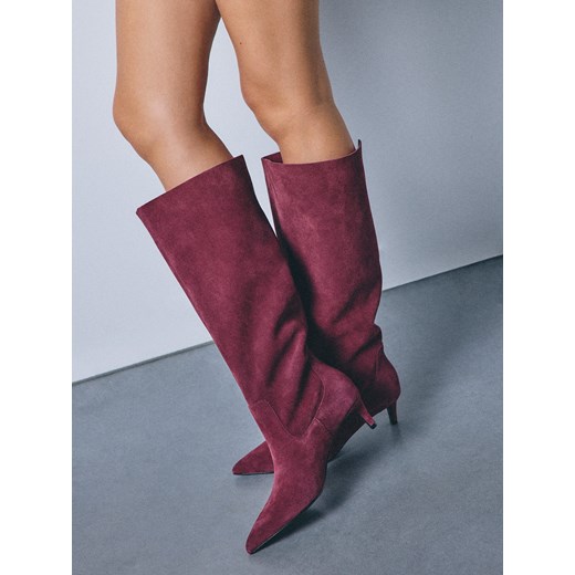 Mohito - Zamszowe burgundowe kozaki - kasztanowy Mohito 39 Mohito