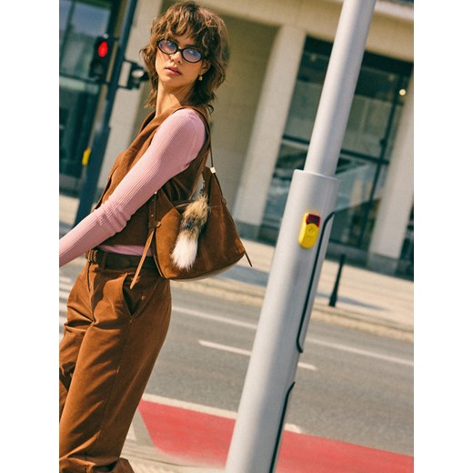 Mohito - Skórzana torebka - brązowy ze sklepu Mohito w kategorii Listonoszki - zdjęcie 186210364