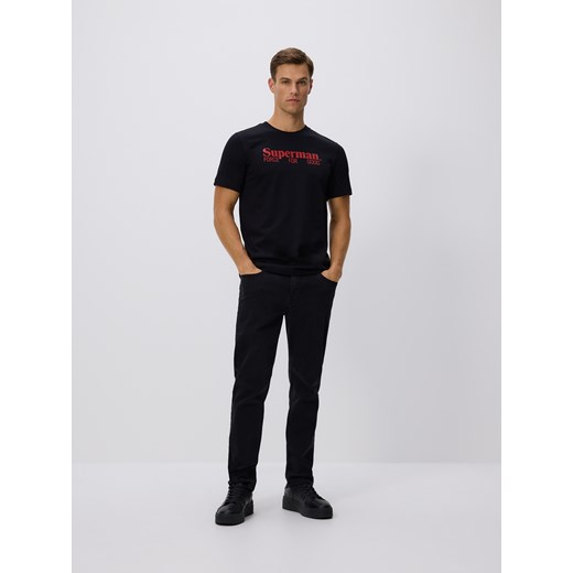 Reserved - Bawełniany t-shirt regular fit SUPERMAN™ - czarny ze sklepu Reserved w kategorii T-shirty męskie - zdjęcie 186210754