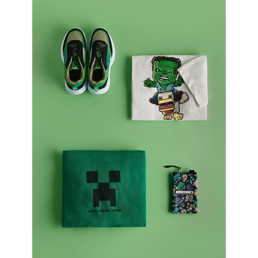 Reserved - Bawełniany t-shirt Minecraft - złamana biel ze sklepu Reserved w kategorii T-shirty chłopięce - zdjęcie 186210921