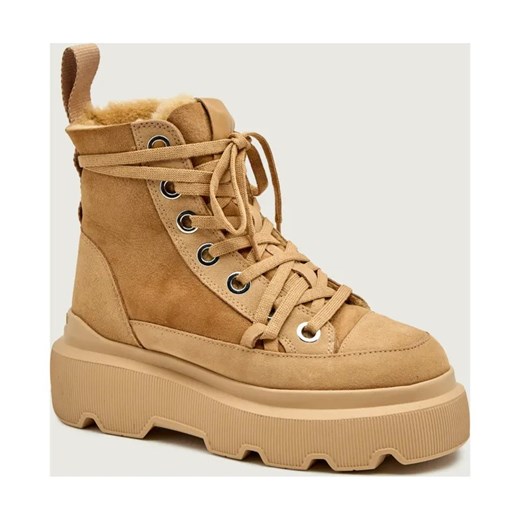 INUIKII Botki na platformie MATILDA | shearling | zamsz ze sklepu Gomez Fashion Store w kategorii Botki - zdjęcie 186211014