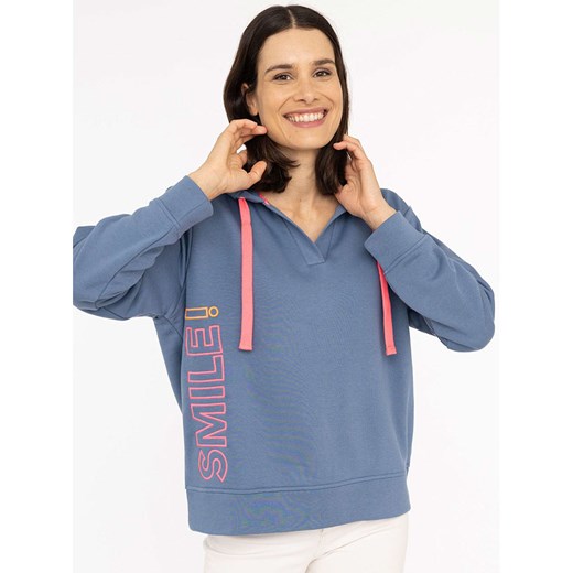 Zwillingsherz Bluza &quot;Smile&quot; w kolorze niebieskim ze sklepu Limango Polska w kategorii Bluzy damskie - zdjęcie 186212211