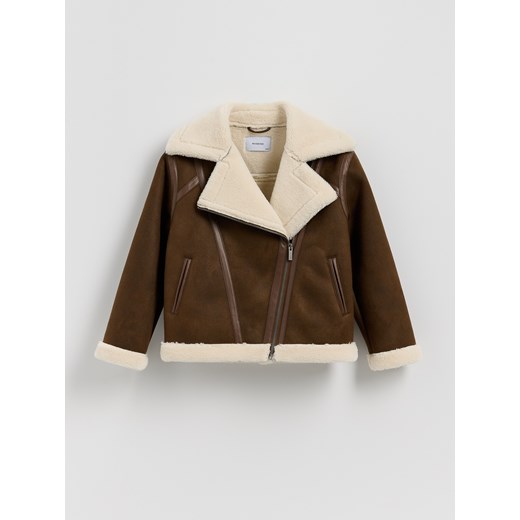 Reserved - Kurtka z imitacją kożucha - brązowy ze sklepu Reserved w kategorii Kurtki dziewczęce - zdjęcie 186212792