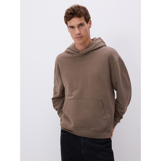 Reserved - Bawełniana bluza z kapturem - ciemnobrązowy ze sklepu Reserved w kategorii Bluzy męskie - zdjęcie 186212831
