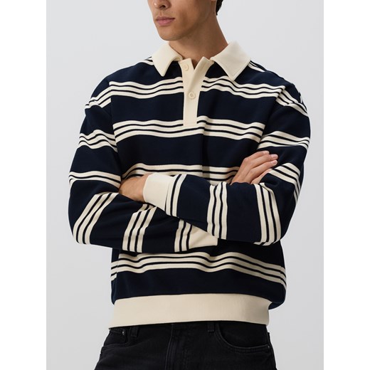 Reserved - Bluza regular fit z kołnierzem - granatowy ze sklepu Reserved w kategorii Bluzy męskie - zdjęcie 186212924