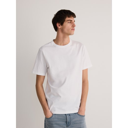Reserved - Bawełniany t-shirt regular - biały ze sklepu Reserved w kategorii T-shirty męskie - zdjęcie 186213002