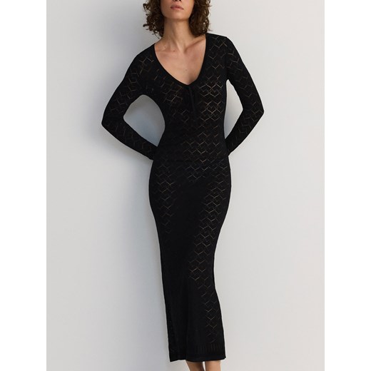 Reserved - Dzianinowa sukienka z wiskozą - czarny Reserved S okazja Reserved