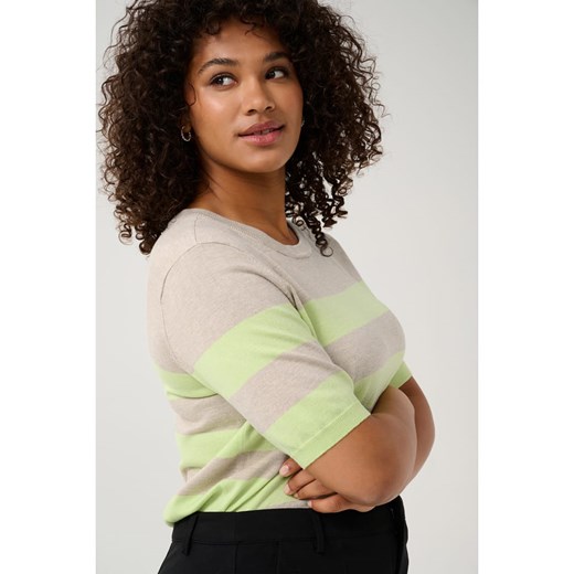 KAFFE curve Sweter w kolorze beżowo-zielonym M wyprzedaż Limango Polska