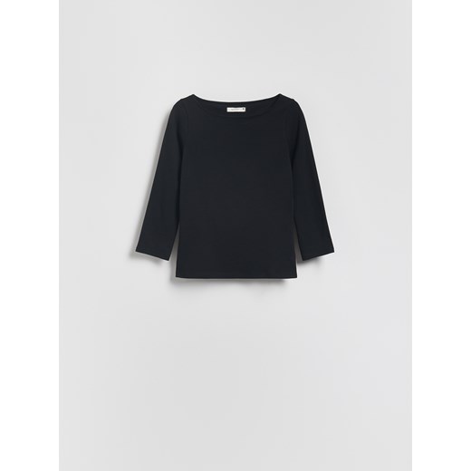 Reserved - Bawełniany longsleeve - czarny ze sklepu Reserved w kategorii Bluzki damskie - zdjęcie 186215903