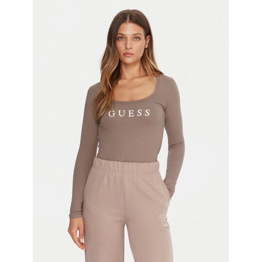 Guess Bluzka O5RI00 KBBU1 Beżowy Regular Fit ze sklepu MODIVO w kategorii Bluzki damskie - zdjęcie 186217723
