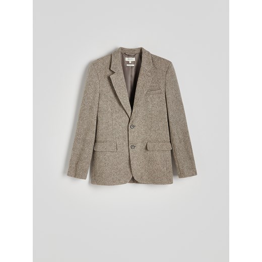 Reserved - Wełniana marynarka slim fit - wielobarwny ze sklepu Reserved w kategorii Marynarki męskie - zdjęcie 186218064