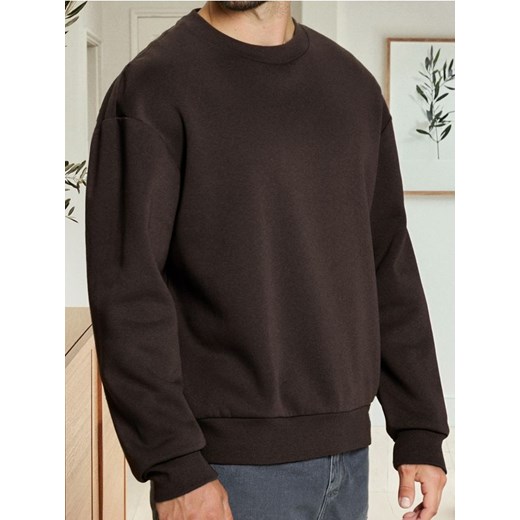 Sinsay - Bluza basic comfort fit - brązowy ze sklepu Sinsay w kategorii Bluzy męskie - zdjęcie 186218401