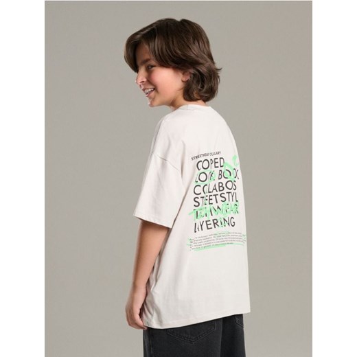 Sinsay - Koszulka oversize z nadrukiem na plecach - szary - id: 510FC-09X - marki Sinsay - 186218412 Sinsay - Koszulka oversize z nadrukiem na plecach - szary ze sklepu Sinsay w kategorii T-shirty chłopięce - zdjęcie 186218412