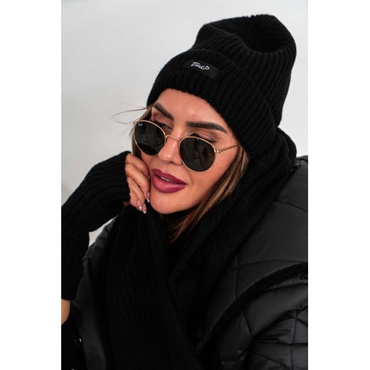 zimowy komplet tmc ii 3w1 polski producent top moda collection - czarny ze sklepu STYLOWO w kategorii Komplety czapka i szalik damskie - zdjęcie 186219060